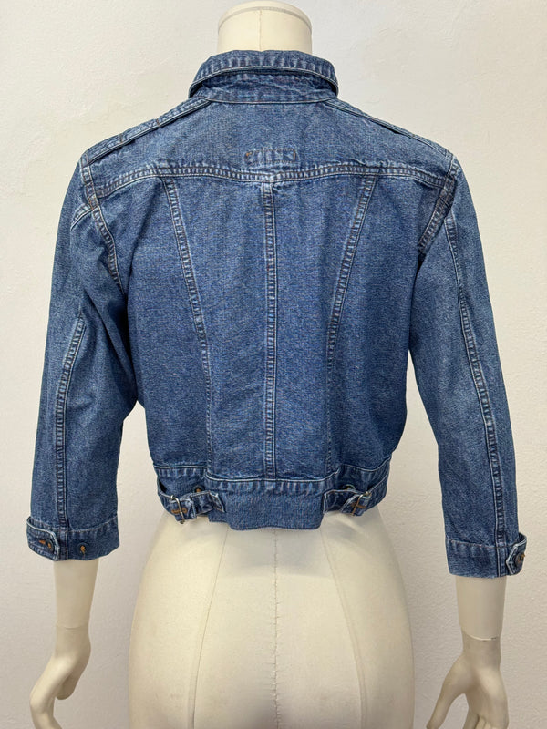 1980s Katharine Hamnett cargo cropped denim jacket