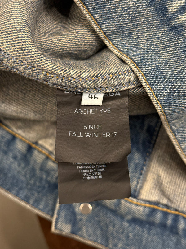 2016 Balenciaga back embroidered logo denim jacket