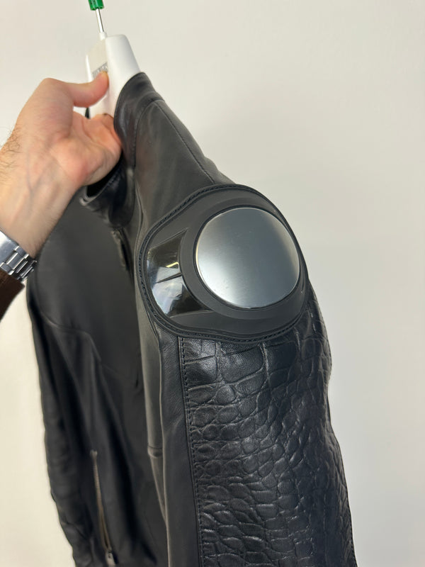 2000s Dirk Bikkembergs muscle reinforced leather jacket