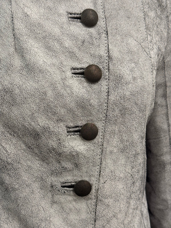 S/S2002 Ann Demeulemeester runway cracked leather napoleon military jacket