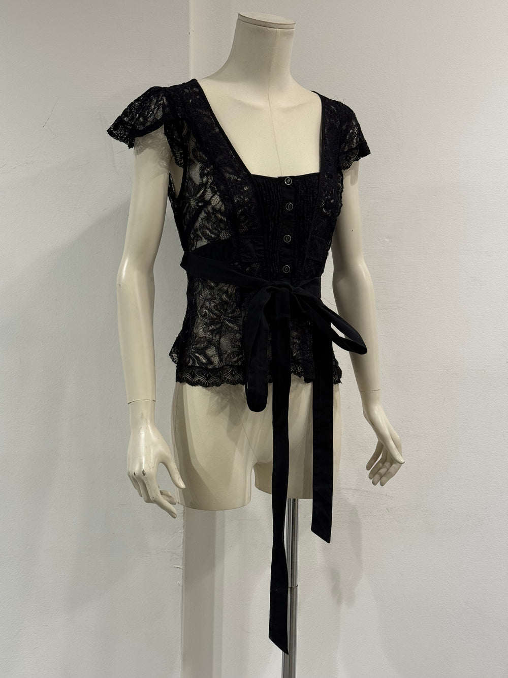 2000s Dolce & Gabbana lace tie-waist corseted top