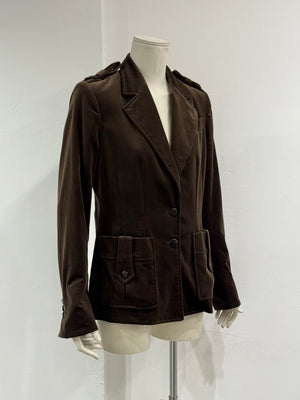 2005 YVES Saint Laurent velvet tailored military blazer