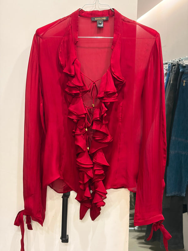 2004 Roberto Cavalli red blouse