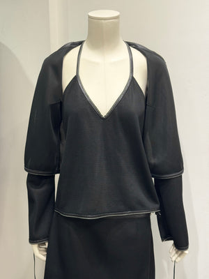 2000s Fendi 3-piece mesh set with leather trim