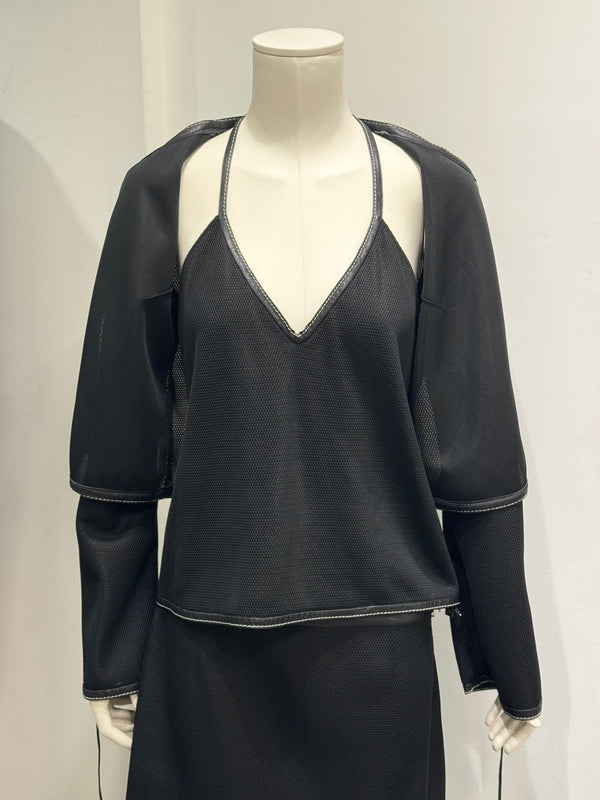 2000s Fendi 3-piece mesh set with leather trim