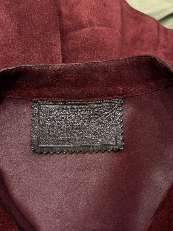Prada red suede leather biker jacket