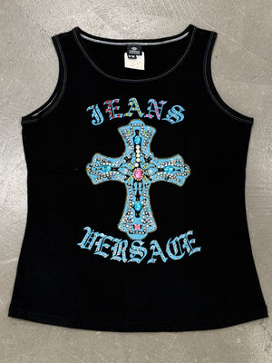 2000s Versace embellished cross tank top