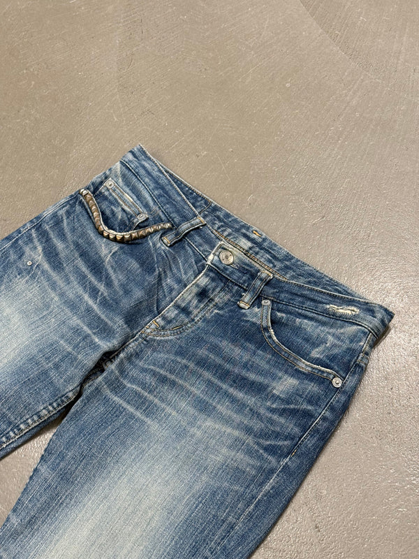 2000s Hysteric Glamour distressed flared denim jeans