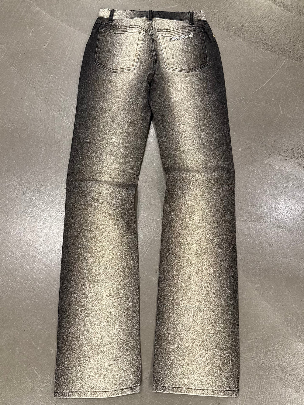 2000s Roberto Cavalli metallic glitter gradient pants