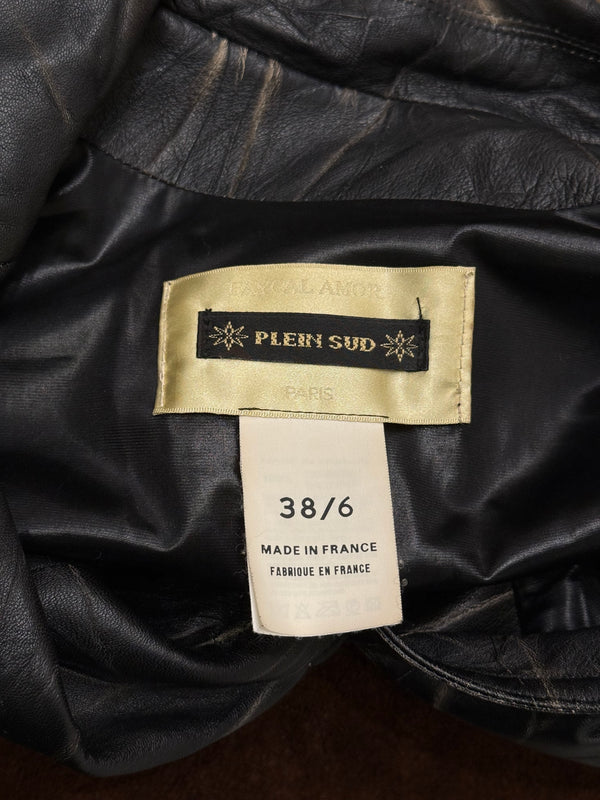 2000s Plein Sud dyed effect distressed leather jacket