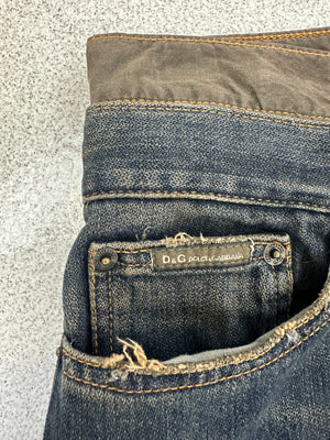 AW2003 D&G double waisted asymmetrical pockets jeans