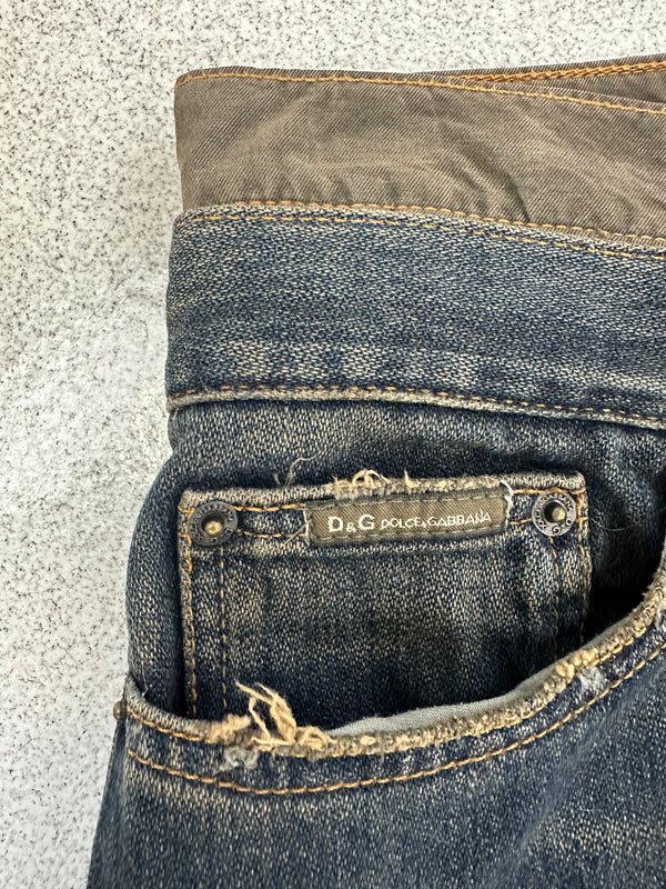 AW2003 D&G double waisted asymmetrical pockets jeans