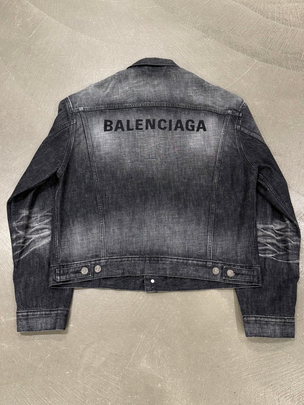 Balenciaga faded logo oversized denim jacket