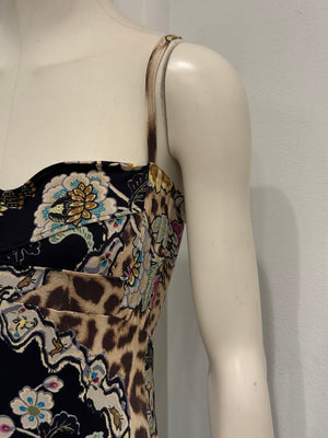 S/S2003 Roberto Cavalli Chinoiserie print corseted dress