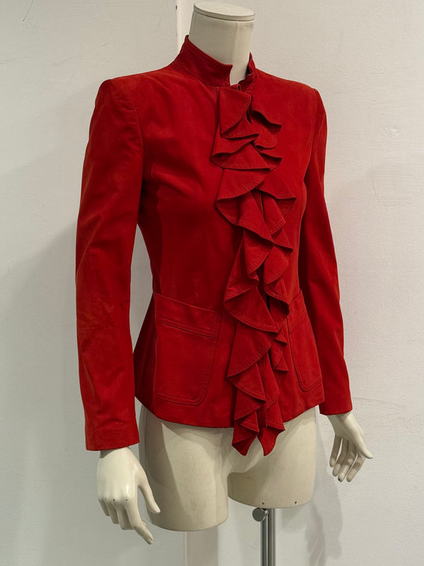 A/W2003 Yves Saint Laurent runway ruffled suede jacket