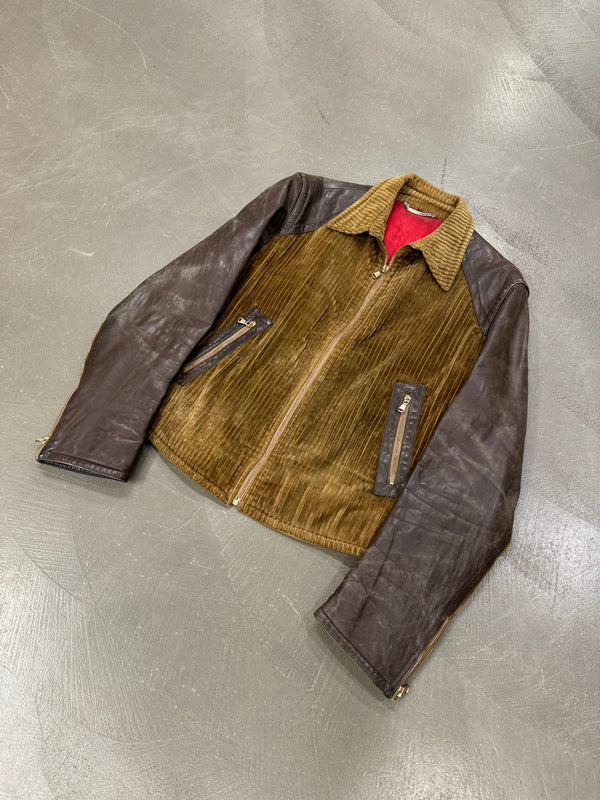 1990s Dolce & Gabbana mainline hybrid corduroy leather jacket
