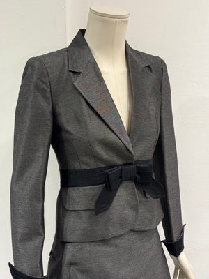 2000s Cavalli bow-detailed blazer and skirt set