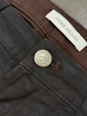Pierre Balmain waxed faded jeans