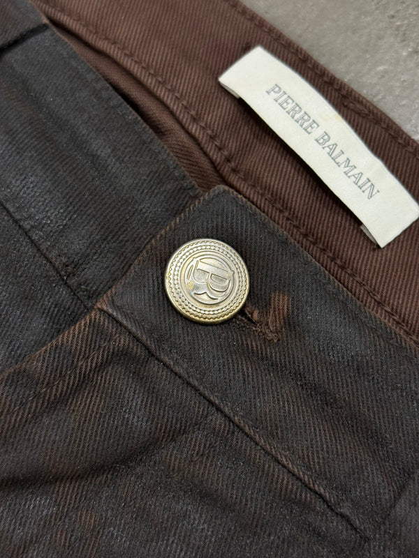 Pierre Balmain waxed faded jeans