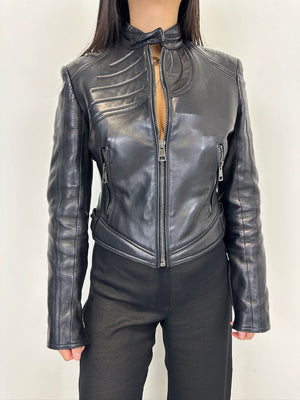 AW2000 Gucci by Tom Ford spiral biker leather jacket