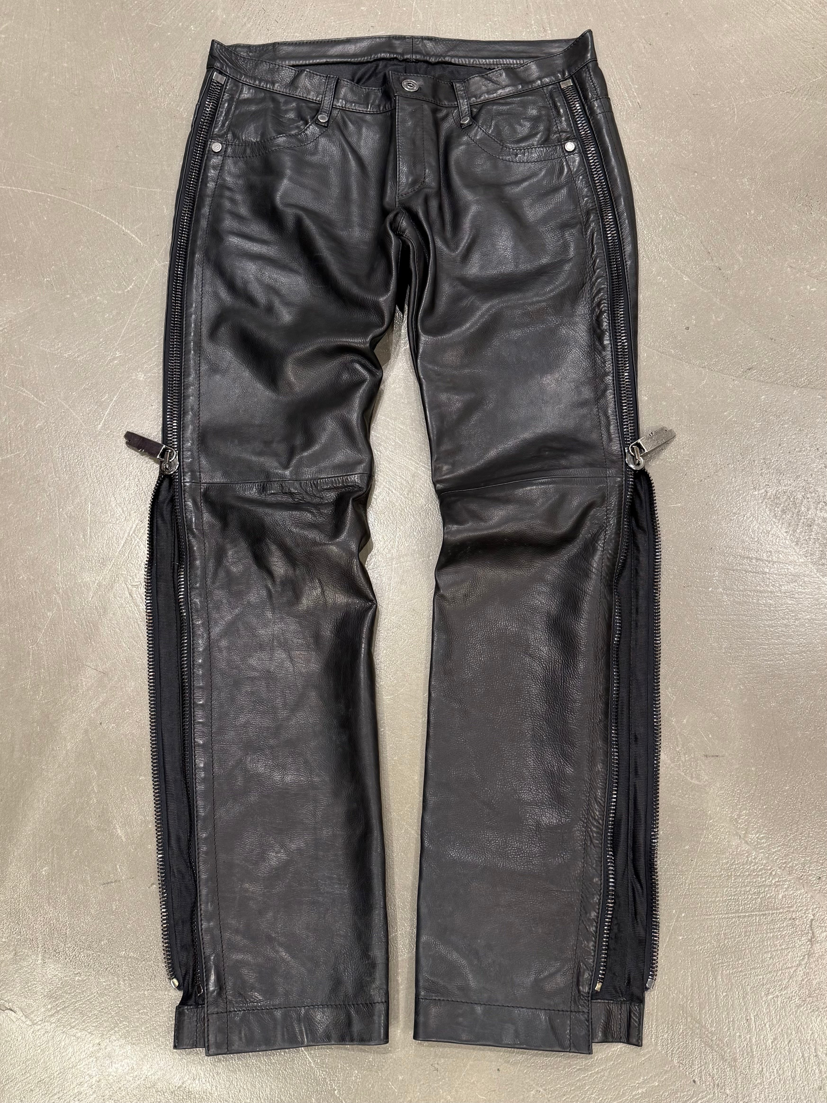 1990s Dirk Bikkembergs full zipper leather pants
