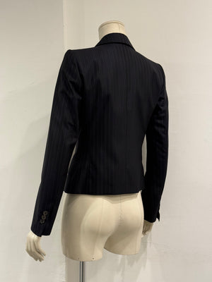 2004 Yves Saint Laurent pinstripe double breasted cropped blazer