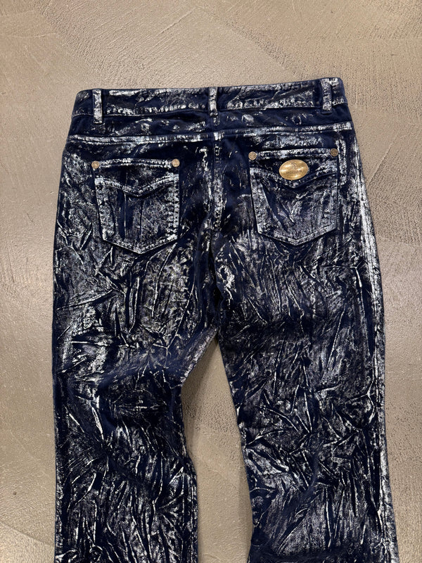 Roberto Cavalli waxed silver pants