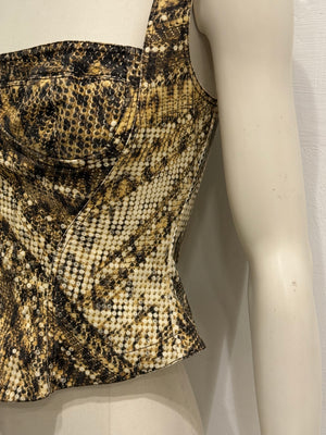2003 Roberto Cavalli pixel leopard print corset