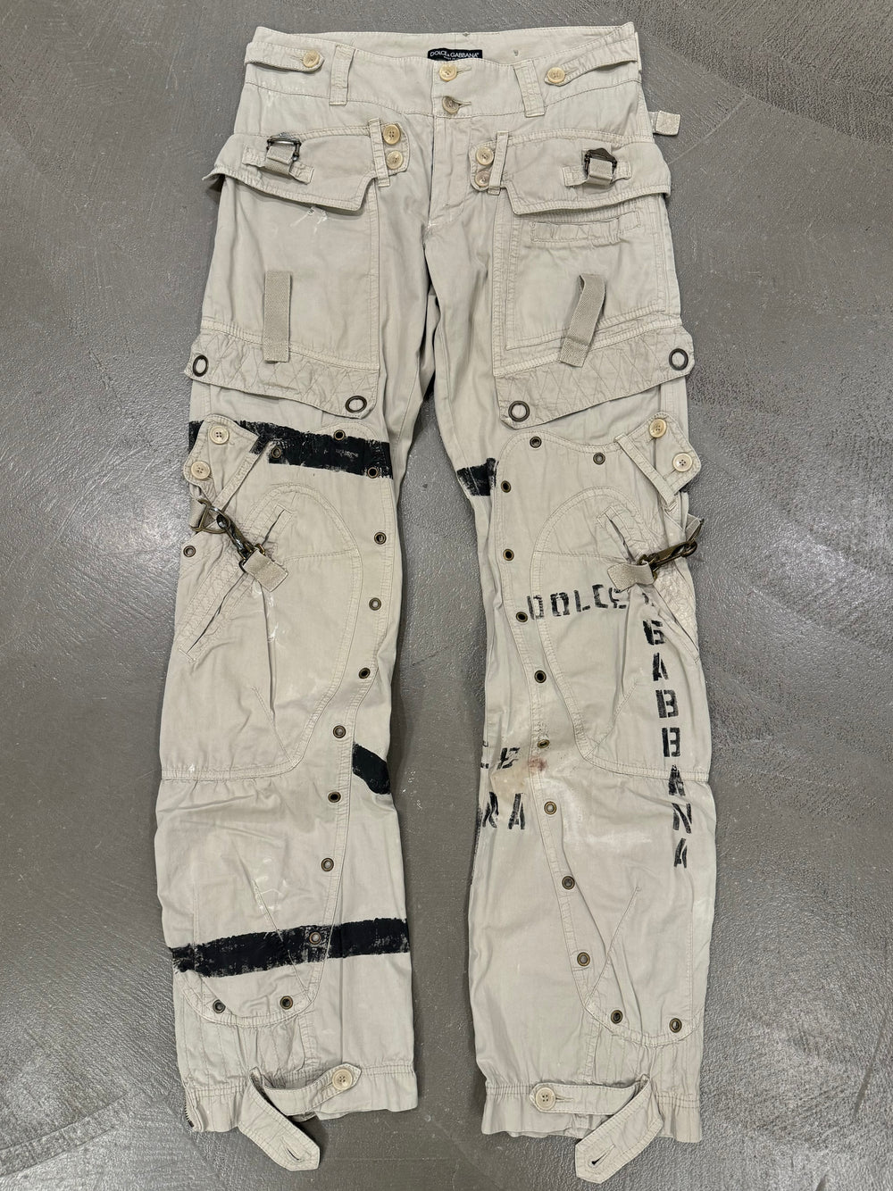 S/S2004 Dolce & Gabbana runway printed bondage cargo pants