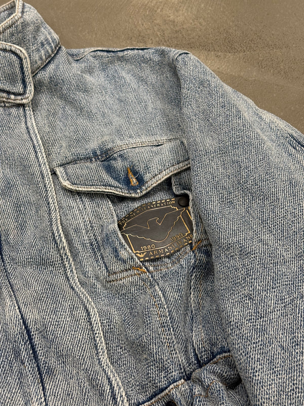 1980s Armani heavy boxy denim padded jacket