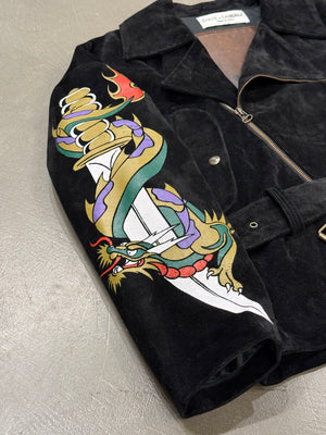 A/W1992 Dolce & Gabbana dragon tattoo runway leather jacket