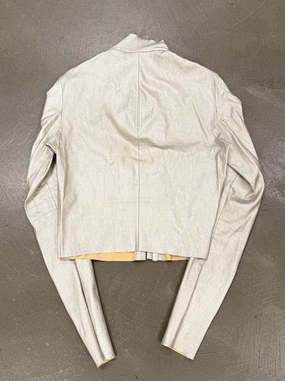 S/S2022 Rick Owens “Fogachine” silver stretchy leather jacket