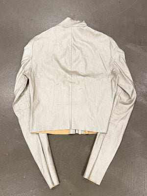 S/S2022 Rick Owens “Fogachine” silver stretchy leather jacket