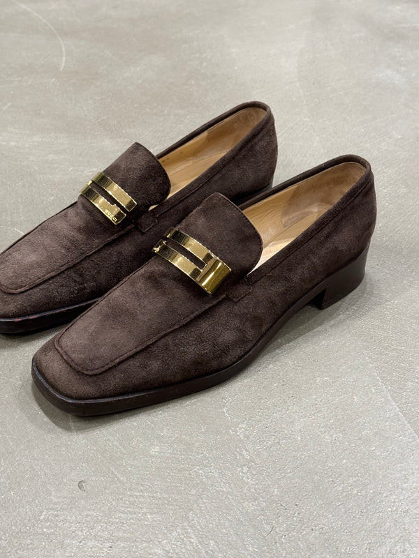 1996 Gucci by Tom Ford  logo suede loafers