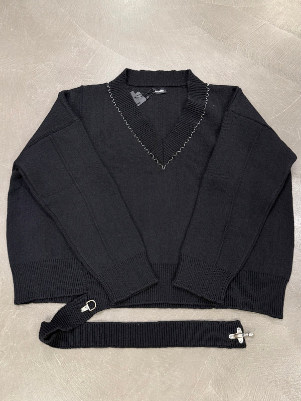 S/S2018 Raf Simons oversized fireman buckle v-neck sweater