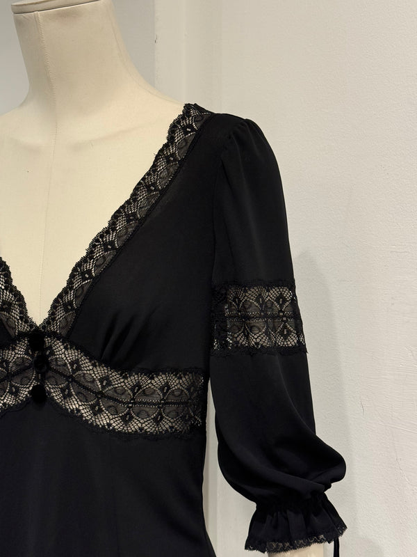 2000s Dolce & Gabbana lace trim silk blouse