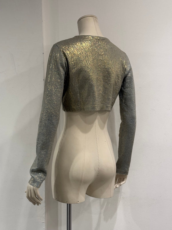 2000s Prada metallic cropped cardigan