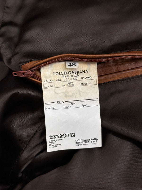 2000s Dolce & Gabbana stained rust leather jacket