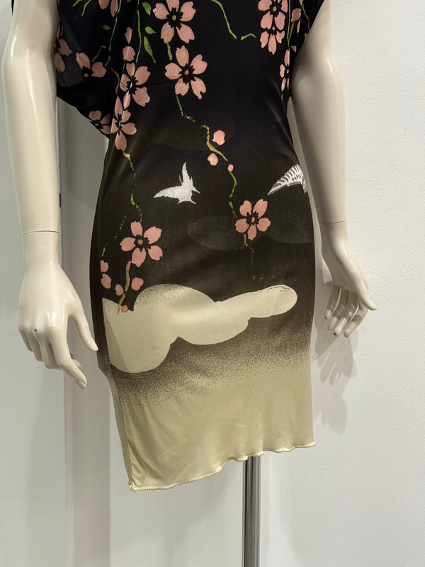 S/S2003 Gucci by Tom Ford runway cherry blossom dress with scarf