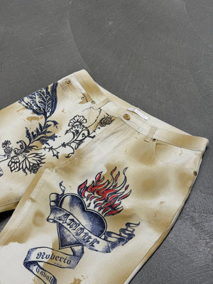 2003 Roberto Cavalli iconic tattoo jeans