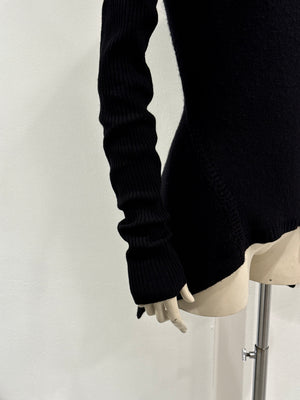 2000s Rick Owens asymmetric hem long sleeve knit top
