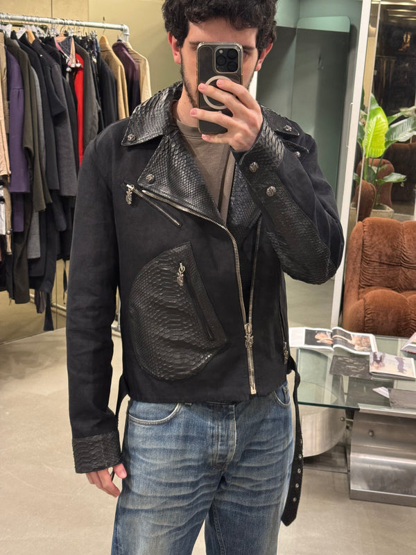 1990s Gianni Versace python leather biker jacket