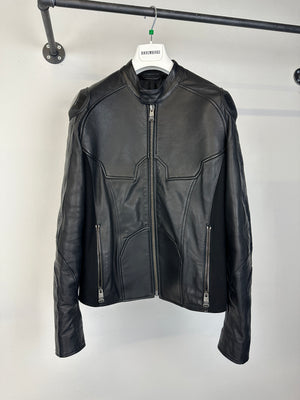 2000s Dirk Bikkembergs muscle reinforced leather jacket