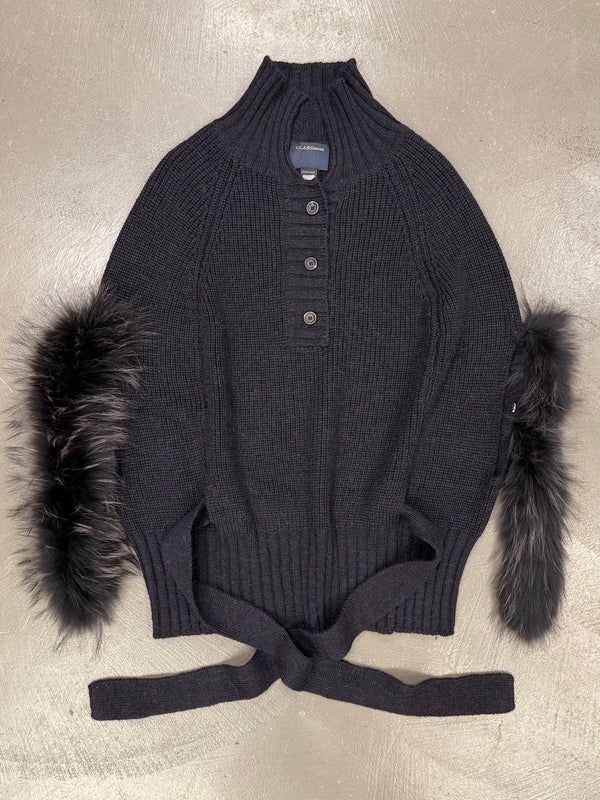 2000s Roberto Cavalli real fur inserts wool top