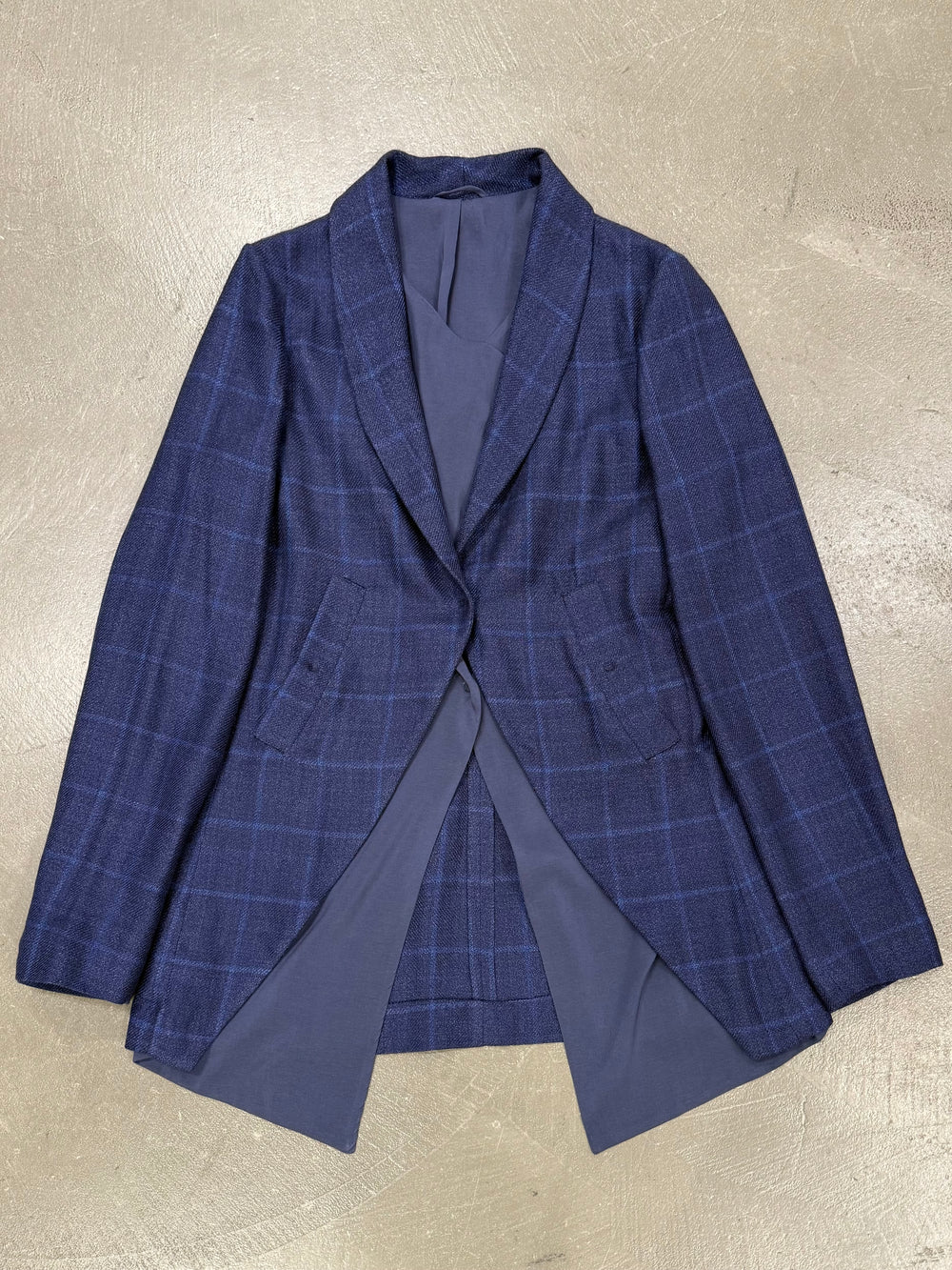 2000s Brunello Cucinelli double layer V-shape tartan blazer