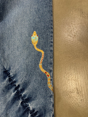 2000s Roberto Cavalli mainline embroidered snake jeans