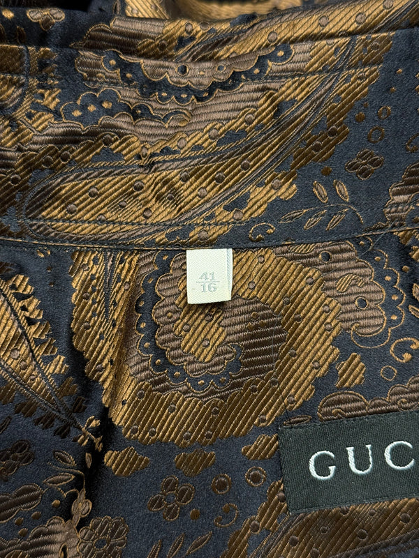 1997 Gucci by Tom Ford runway paisley iridescent silk shirt