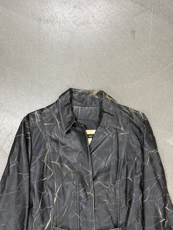 2000s Plein Sud dyed effect distressed leather jacket