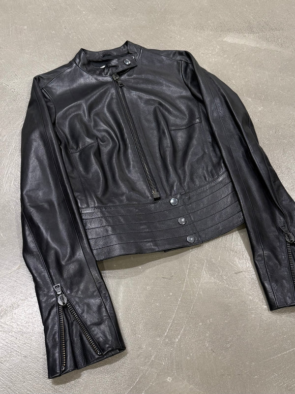 2000s Prada moto biker leather jacket