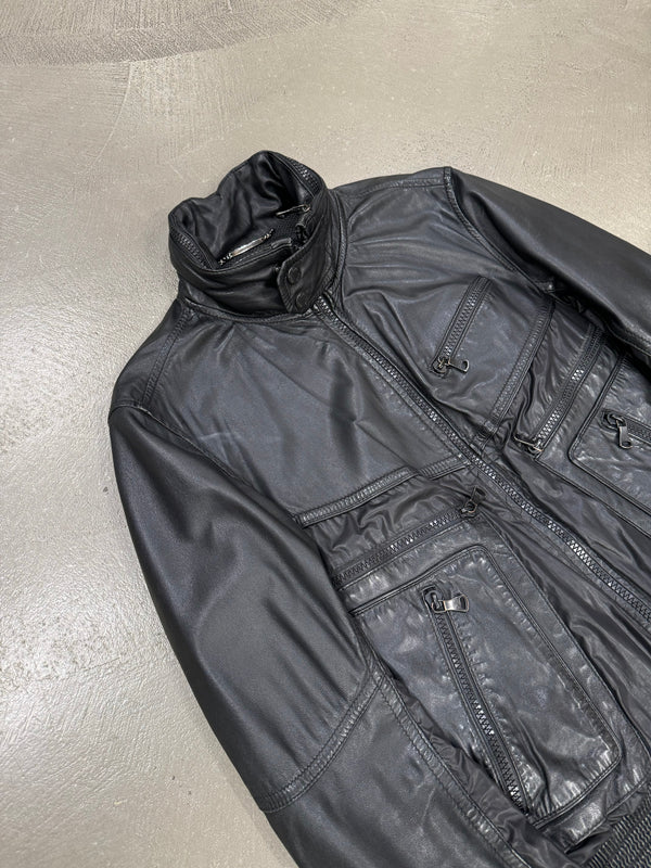 2008 Dolce & Gabbana hybrid leather/nylon cargo zipper jacket